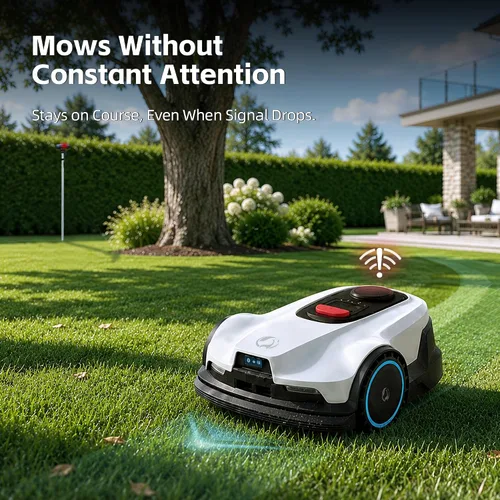 Vista 3 de Cortacésped, visual+navegación RTK, funciona debajo de árboles, sin cables, cubre hasta 1/4 acre, cortacésped robótico con mapeo automático