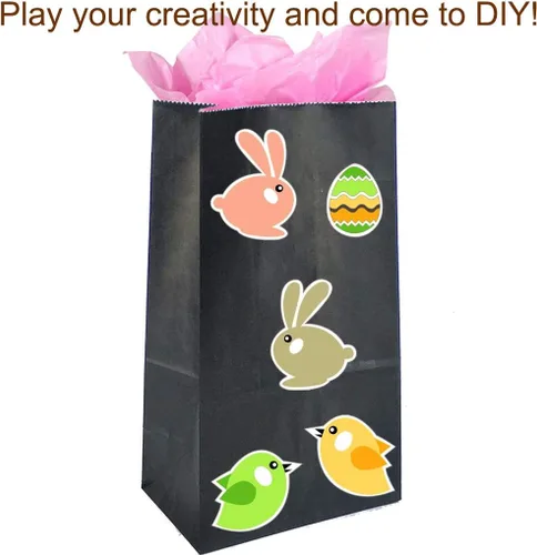 Vista 7 de Bolsas de papel negras mini KEYYOOMY, bolsas negras de fiesta para regalos, pequeña bolsa de papel para favores de fiesta, bolsa de papel