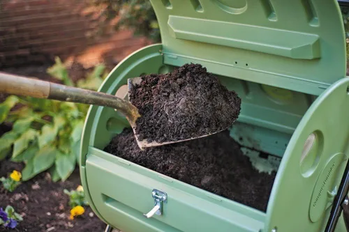 Vista 6 de Mantis – Compostador rotatorio ct08002 – Engineered para hacer compost rápido – Holds 37 galones – Funda para rollos directa al jardín