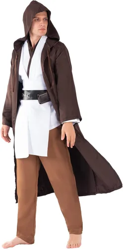 Vista 6 de Disfraz de caballero para hombre, bata de Luke Skywalker para juego de rol, trajes de capa de maestro, túnica con capucha, conjuntos completos
