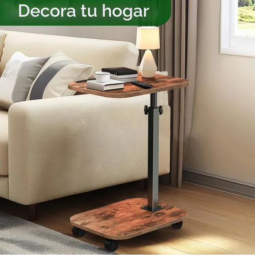 Vista 5 de XNSDXV Mesa de sofá para sofá, bandeja de TV giratoria de 360° para espacios pequeños, mesas auxiliares de altura ajustable para comer, mesa