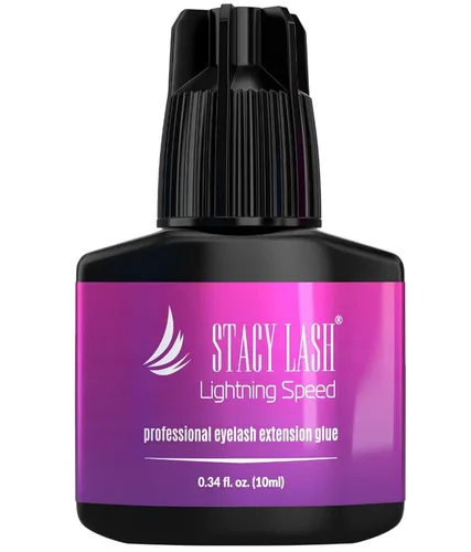 Vista 4 de Pegamento para extensión de pestañas Lightning Speed de 0.3 fl oz y pegamento extra de 0.5 onzas líquidas, Stacy Lash/adhesivo negro, 0.3 segundos