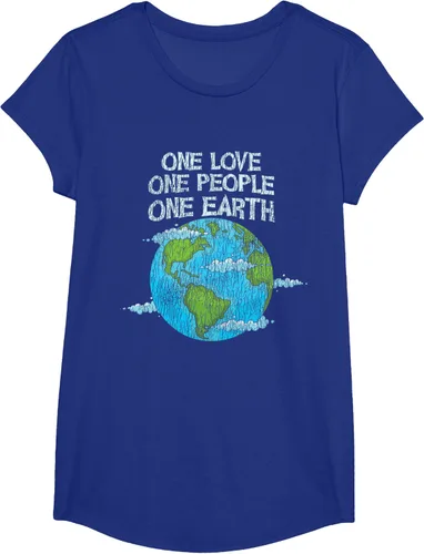 Vista 21 de Vintage One Love One People Planet Cambio climático Día de la Tierra Camiseta Negro