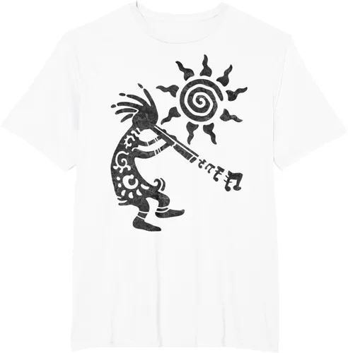 Vista 13 de Native American Kokopelli Musican With Flute 2 - Camiseta divertida para fanáticos, Blanco, S