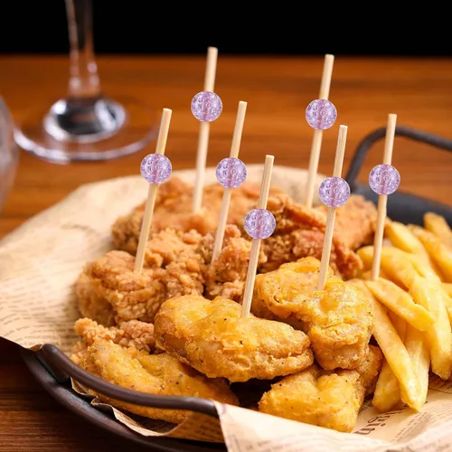 Vista 3 de 200 piezas de palillos de cóctel, palillos de dientes de 4.7 pulgadas para aperitivos, brochetas de bambú para cóctel y bebidas, postres