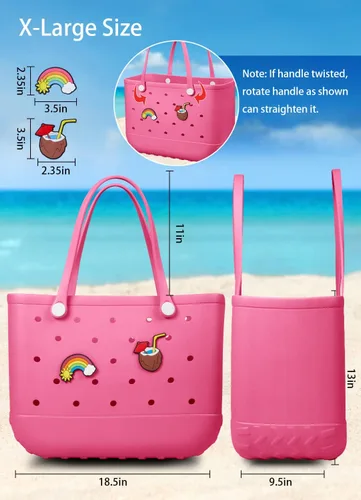 Vista 2 de Bolsa de playa de goma, impermeable, bolsa de viaje para mujer, lavable, bolsa de mano para deportes, playa, mercado, piscina