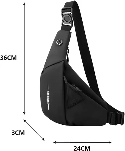 Vista 3 de Chiantera - Bolso cruzado pequeño para hombre, mochila de hombro casual para senderismo, viajes, correr, mochila de pecho (negro), Negro