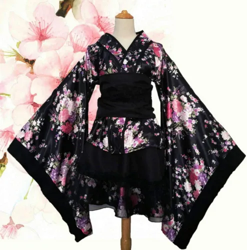 Vista 3 de Cosplay Life Vestido kimono de flores, disfraz de cosplay para mujer, traje de Halloween