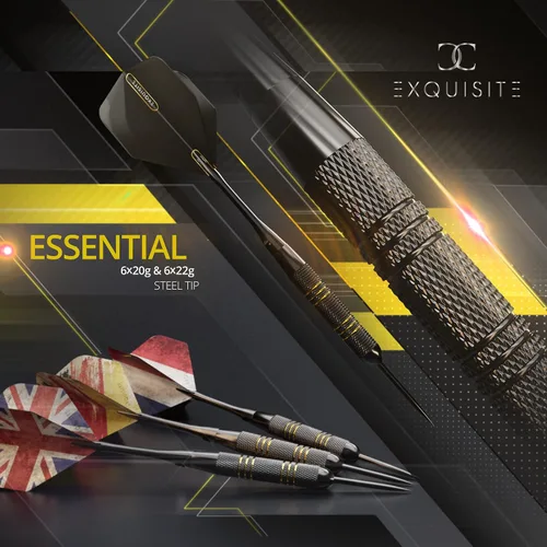 Vista 5 de CC-Exquisite Juego de dardos Dardos profesionales de 12 X 20/22g con punta de metal Dardos de punta de acero con 24 vuelos y 18 ejes de aluminio