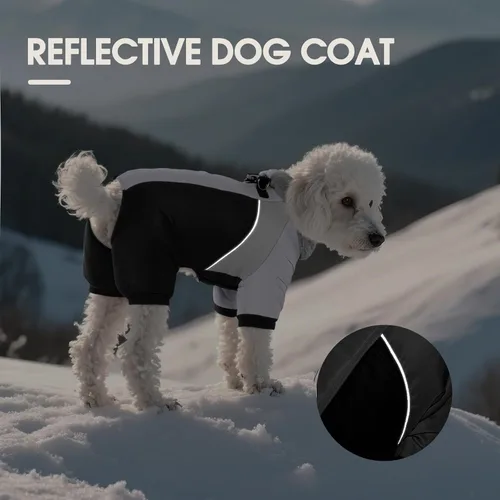 Vista 6 de Kuoser Abrigo de invierno para perro, chaqueta cálida impermeable, suave forro polar acolchado Ropa para perros con cremallera trasera fácil
