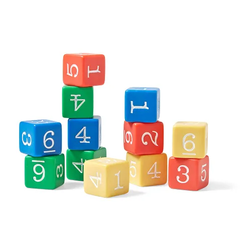 Vista 5 de hand2mind Dados de plástico con números de color de 3/4 pulgadas (juego de 12)