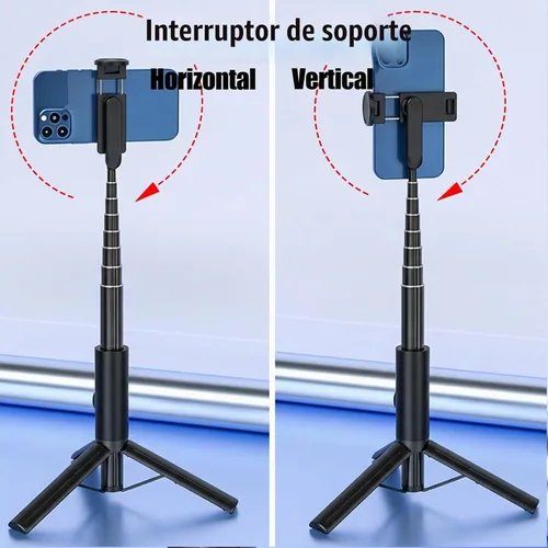Vista 8 de Trípode para selfie stick portátil, extensible para teléfono celular, con mini anillo desmontable, trípode para teléfono con control remoto Negro