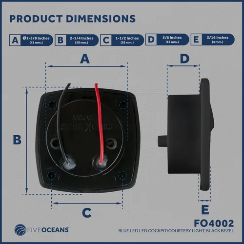 Vista 9 de Five Oceans - Luz LED de pasadizo para embarcación, luces LED azules de cortesía marinas, cuadradas para interior de barco, cubierta, cabina