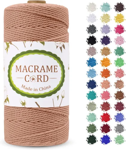 Vista 40 de Cordón de macramé de 0.079 pulgadas, hilo de cuerda de macramé de color de 0.07 pulgadas x 219 yardas, cuerda de algodón natural, 3 hebras para Aqua