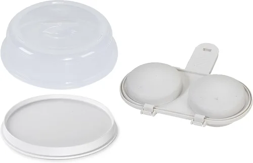 Vista 5 de Charola para microondas Nordic Ware para panceta o descongelar alimentos, Rejilla para tocino y carne, dos lados, con cubierta de 25,4 cm
