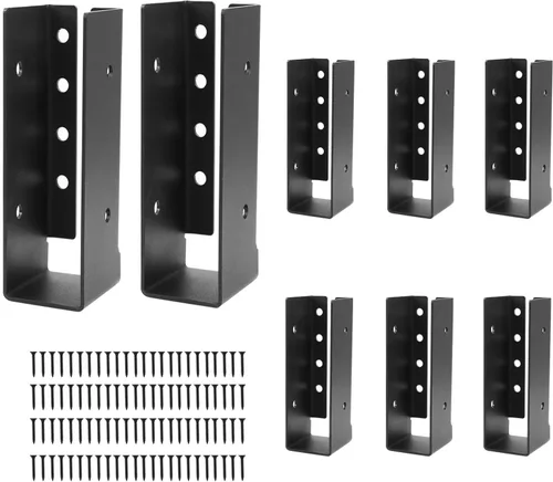 Vista 9 de Percha oculta para vigas, 8 piezas, soporte de vigas de 2 x 4 pulgadas, soporte de marco, soportes de barandilla, Q235B percha de vigas