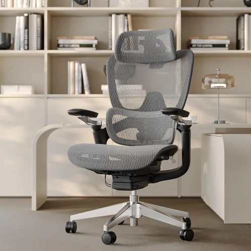 Vista 9 de Silla de oficina ergonómica, silla de escritorio grande y alta para el hogar con soporte lumbar 3D ajustable, reposabrazos 5D, reposabrazos 4D Negro