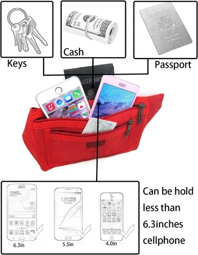 Vista 17 de Bolsa de cintura ultrafino con ranuras c/visualización para tarjeta de crédito, para deportes, aire libre, correr, caminar, viajes.