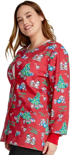 Vista 4 de Cherokee Impresiones Mujeres Calentamiento Scrubs Chaqueta Snap Front CK301