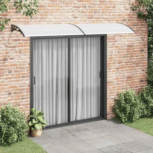 Vista 2 de vidaXL Toldo para puerta, color negro y transparente, 118.1"x29.5" PC
