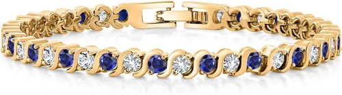 Vista 9 de Gem Stone King Pulsera de tenis chapada en oro con circonita cúbica Negro