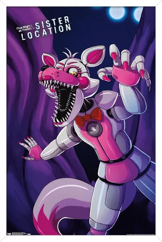 Vista 8 de Trends International Five Nights at Freddy's: Sister Location - Póster de pared Funtime Foxy, 14.725 x 22.375 pulgadas, versión enmarcada de madera