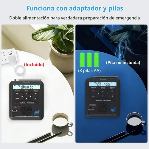 Vista 8 de DreamSky Radio meteorológica NOAA Alerta con batería de reserva y radio FM