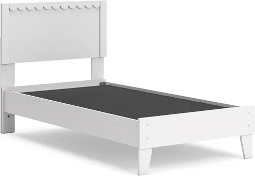 Vista 7 de Signature Design by Ashley Hallityn - Cama de plataforma casual de doble panel, no necesita base o somier, color blanco