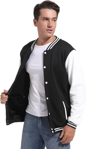 Vista 4 de Chaqueta de béisbol universitaria para hombre, casual, ajustada, para hombre