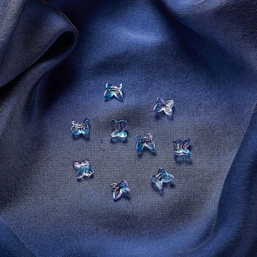 Vista 6 de LiQunSweet 200 piezas coloridas de cabujones de cristal en forma de mariposa 3D sin agujeros para adornos, fabricación de joyas, manualidades