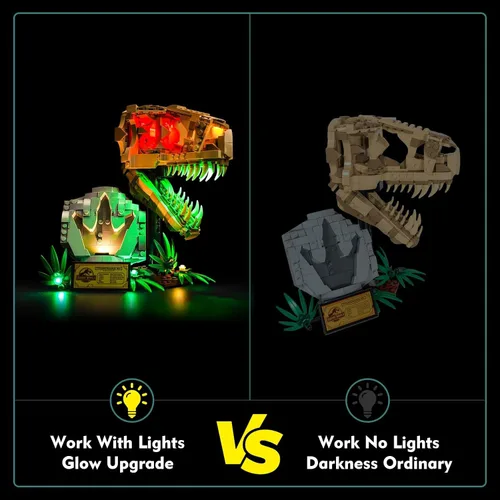 Vista 6 de VONADO Kit de luz LED compatible con Lego Dinosaur Fossils: T. rex Skull 76964 (solo luces, sin modelos) Juego de iluminación creativa Accesorios