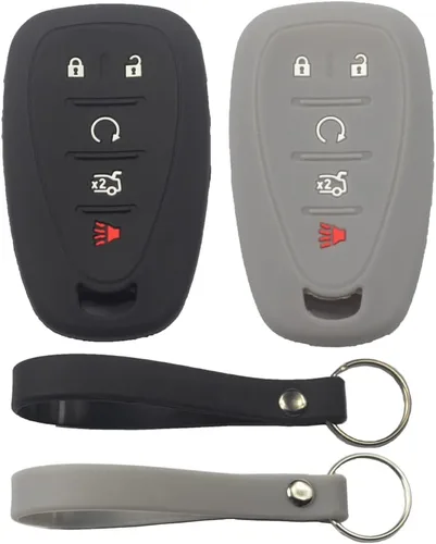 Vista 5 de 2 fundas de silicona de goma negra con 5 botones para llave inteligente, sin llave, compatible con Chevrolet Chevy Traverse Blazer Trailblazer