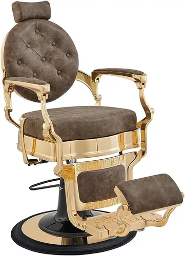 Vista 10 de Dir Silla de peluquería hidráulica resistente con marco dorado Princeton