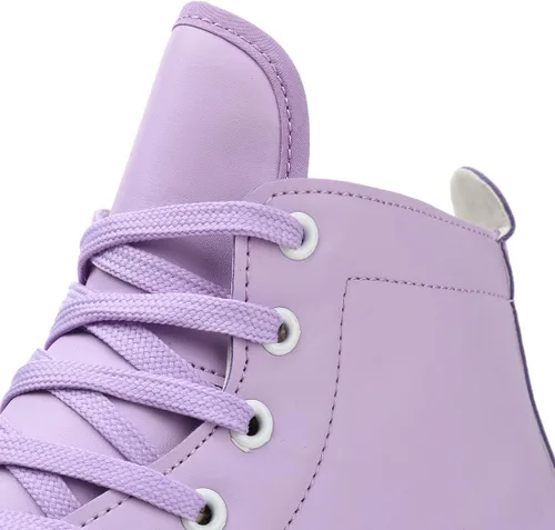 Vista 4 de Patines de ruedas para mujeres y hombres, zapatos altos de piel de vacuno, patines clásicos de doble fila, patines de cuatro ruedas para hombres