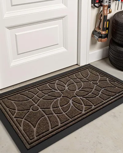 Vista 8 de DEXI Felpudo para puerta delantera exterior, tapete resistente y antideslizante de perfil bajo para la entrada, tapetes de bienvenida que atrapan