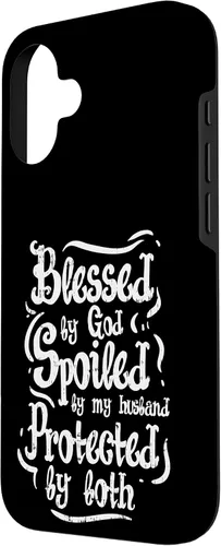 Vista 2 de iPhone 16 Blessed by God Spoiled by My Husband Funny Wife Mom Case