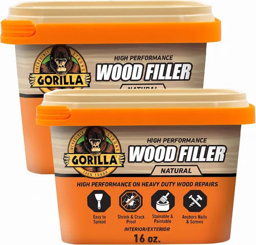 Vista 9 de Kit de reparación de madera de Gorilla, relleno multiusos con espátula y bloque de lijado.