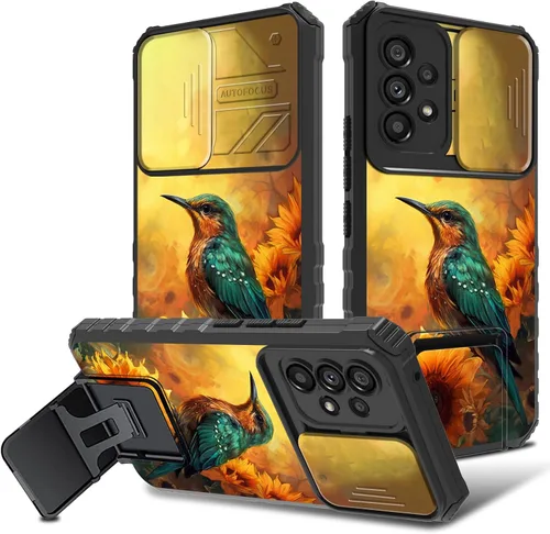 Vista 29 de Funda para Samsung Galaxy A53 5G con funda para cámara y soporte de soporte, resistente, a prueba de golpes, TPU funda protectora para Samsung Flor