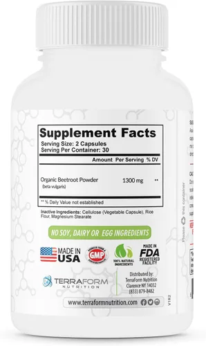 Vista 8 de Extracto de remolacha roja, 1300 mg por porción, suplemento de remolacha en polvo, 60 cápsulas, 1 mes, apto para veganos, fabricado en Estados Unidos