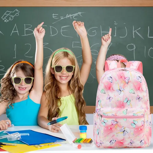 Vista 6 de BTOOP Mochila para niños en edad preescolar para niños y niñas, mochila escolar de viaje de 15 pulgadas, para niños de 3 a 8 años, rosado