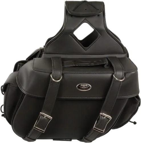 Vista 2 de Milwaukee Leather SH57403ZB Negro Medio Zip-Off PVC Tiro Sobre Dos Correa Sillín Bolsa