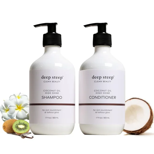 Vista 9 de Deep Steep Curl Defining Shampoo & Conditioner, 17 oz – Champú hidratante con manteca de karité, aloe vera, proteína de arroz, aceite de menta – Sin