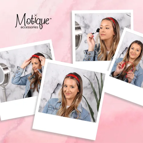 Vista 4 de Motique Accessories. Vincha rígida de plástico de 1pulgada. Con dientes, para mujeres y niñas., Blanco