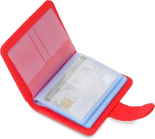 Vista 15 de Wisdompro Soporte para tarjetas de crédito, cartera delgada de cuero con bloqueo RFID, protector organizador de tarjetas de débito