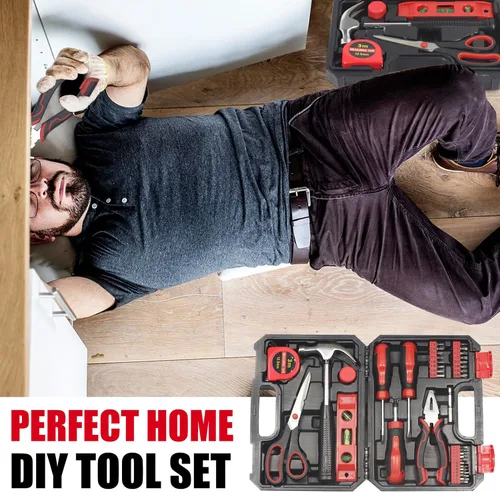 Vista 8 de Basic Home Kit de Herramientas Rojo - Juego de Herramientas de 38 Piezas con Cajas de Almacenamiento Portátiles para Reparación y Mantenimiento