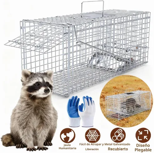 Vista 2 de Trampa grande para animales vivos, trampa plegable humana