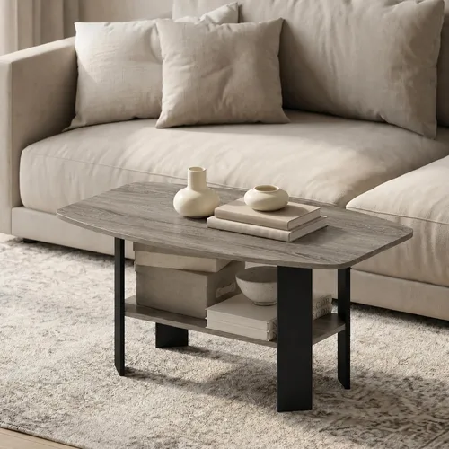 Vista 20 de Furinno Mesa de Café Básica, Mesa de Centro Moderna de 2 Niveles con Estante Abierto, Mesa Auxiliar de Fácil Montaje, para Sala de Estar