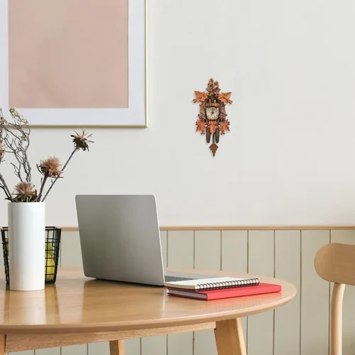 Vista 3 de HOMSFOU - Reloj de pared de péndulo de cuco para dormitorio, sala de estar y oficina, decorativo, colgante para el hogar, reloj D Cor 9.56 x 4.92 x