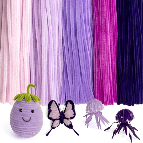 Vista 8 de Caydo 500 piezas de limpiapipas moradas para flores Gradiente Púrpura
