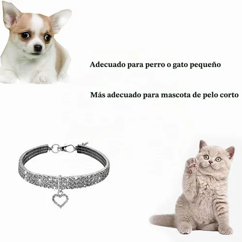 Vista 5 de Juego de Collar y Correa de Perro con Diamantes de Imitación y Perlas, Ajustable, Perros/Gatos Pequeños, Hembra, Elegante, Perla